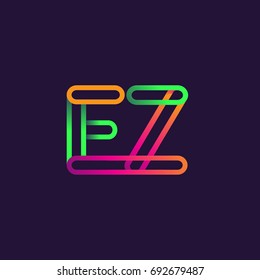 initial logo letter EZ, linked outline rounded logo, colorful initial logo for business name and company identity.