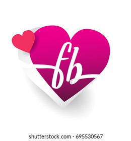 initial logo letter FB with heart shape red colored, logo design for wedding invitation, wedding name and business name.