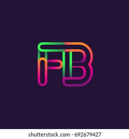 initial logo letter FB, linked outline rounded logo, colorful initial logo for business name and company identity.