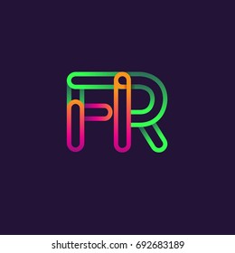 initial logo letter FR, linked outline rounded logo, colorful initial logo for business name and company identity.