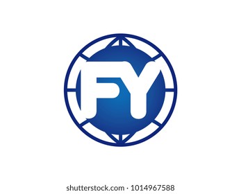 The initial logo of the letter FY in the blue Globe