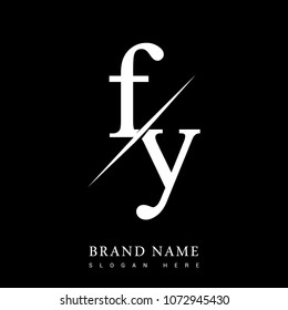 initial logo letter FY for company name black and white color and slash design. vector logotype for business and company identity.