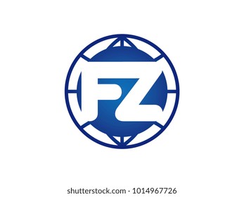 The initial logo of the letter FZ in the blue Globe