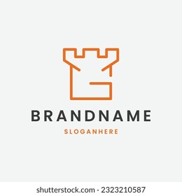 initial logo letter G with castle vector symbol illustration design