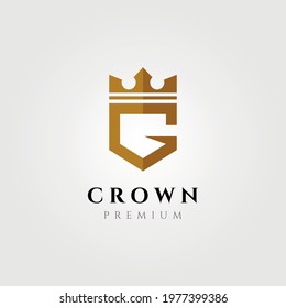 initial logo letter G with crown vector symbol illustration design