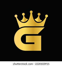 initial logo letter G with crown vector symbol illustration design.