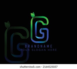 Initial logo letter G with gradient green leaf and blue water template. Vector design template elements for your ecology application or corporate identity.