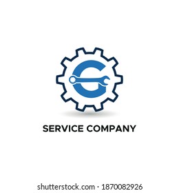 Initial logo with Letter G Wrench and Gear Icon vector for mechanic, setting, repair, and service company