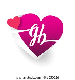 initial logo letter GB with heart shape red colored, logo design for wedding invitation, wedding name and business name.