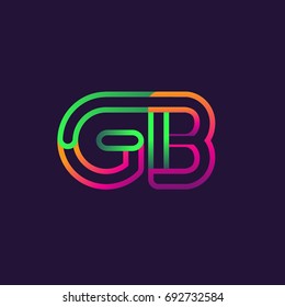 initial logo letter GB, linked outline rounded logo, colorful initial logo for business name and company identity.