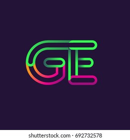 initial logo letter GE, linked outline rounded logo, colorful initial logo for business name and company identity.