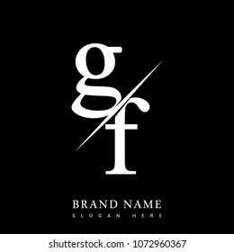 initial logo letter GF for company name black and white color and slash design. vector logotype for business and company identity.