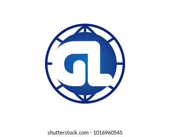 The initial logo of the letter GL in the blue Globe