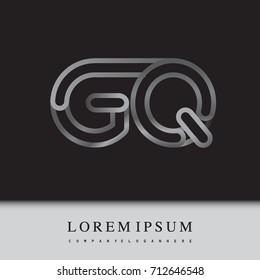 initial logo letter GQ, linked outline silver colored, rounded logotype