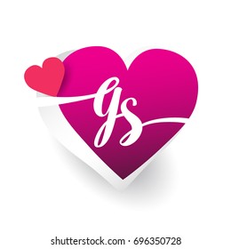 initial logo letter GS with heart shape red colored, logo design for wedding invitation, wedding name and business name.