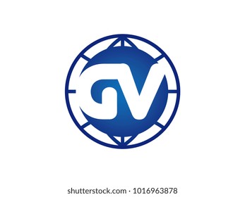 The initial logo of the letter GV in the blue Globe