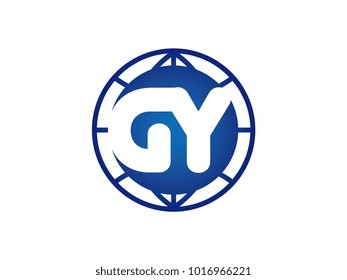 The initial logo of the letter GY in the blue Globe