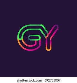 initial logo letter GY, linked outline rounded logo, colorful initial logo for business name and company identity.