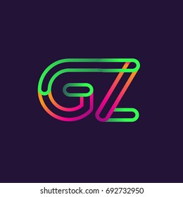 initial logo letter GZ, linked outline rounded logo, colorful initial logo for business name and company identity.
