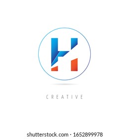 The initial logo of the letter H with the concept in a circle and cut