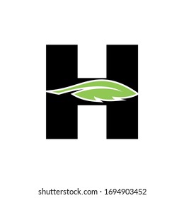 Letra inicial del logotipo H con concepto de plumas.