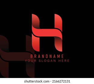 Initial logo letter H with gradient red template. Vector luxury logo design template elements for your company