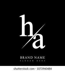 initial logo letter HA for company name black and white color and slash design. vector logotype for business and company identity.