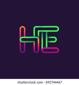 initial logo letter HE, linked outline rounded logo, colorful initial logo for business name and company identity.