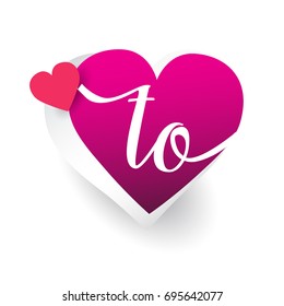 initial logo letter TO with heart shape red colored, logo design for wedding invitation, wedding name and business name.