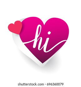 initial logo letter HI with heart shape red colored, logo design for wedding invitation, wedding name and business name.