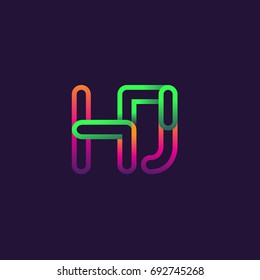 initial logo letter HJ, linked outline rounded logo, colorful initial logo for business name and company identity.