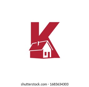 Initial Logo Letter with house red K