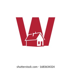 Initial Logo Letter with house red W
