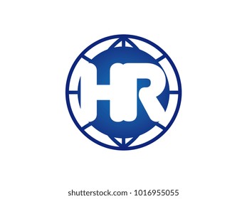 The initial logo of the letter HR in the blue Globe