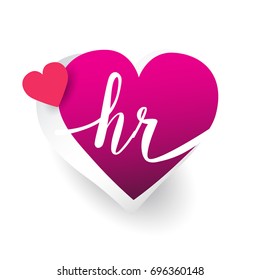 initial logo letter HR with heart shape red colored, logo design for wedding invitation, wedding name and business name.