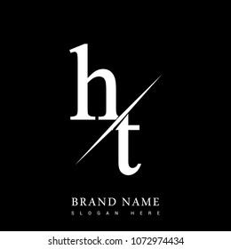 initial logo letter HT for company name black and white color and slash design. vector logotype for business and company identity.