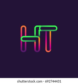 initial logo letter HT, linked outline rounded logo, colorful initial logo for business name and company identity.