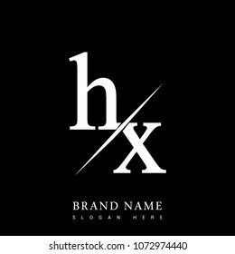 initial logo letter HX for company name black and white color and slash design. vector logotype for business and company identity.