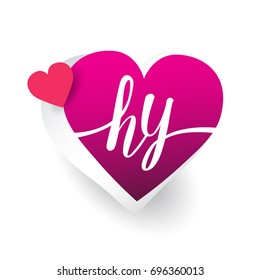 initial logo letter HY with heart shape red colored, logo design for wedding invitation, wedding name and business name.