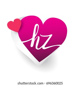initial logo letter HZ with heart shape red colored, logo design for wedding invitation, wedding name and business name.