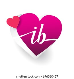 initial logo letter IB with heart shape red colored, logo design for wedding invitation, wedding name and business name.