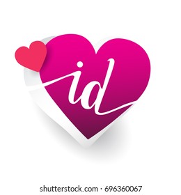 initial logo letter ID with heart shape red colored, logo design for wedding invitation, wedding name and business name.