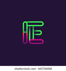 initial logo letter IE, linked outline rounded logo, colorful initial logo for business name and company identity.