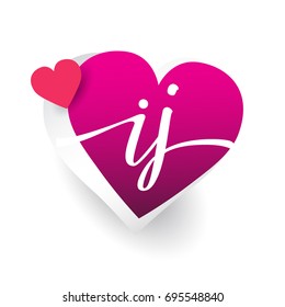 initial logo letter IJ with heart shape red colored, logo design for wedding invitation, wedding name and business name
