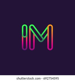 initial logo letter IM, linked outline rounded logo, colorful initial logo for business name and company identity.