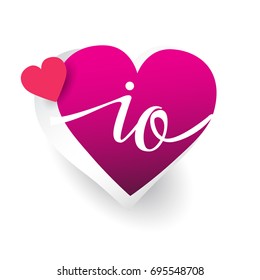 initial logo letter IO with heart shape red colored, logo design for wedding invitation, wedding name and business name.
