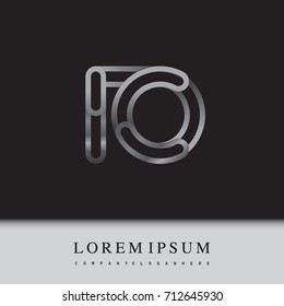 initial logo letter IO, linked outline silver colored, rounded logotype