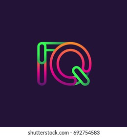 initial logo letter IQ, linked outline rounded logo, colorful initial logo for business name and company identity.