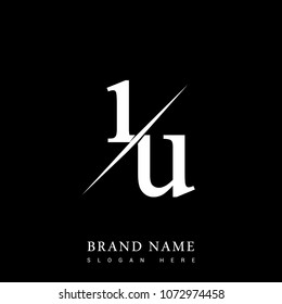 initial logo letter IU for company name black and white color and slash design. vector logotype for business and company identity.