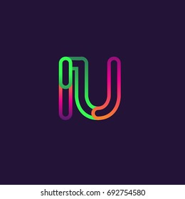 initial logo letter IU, linked outline rounded logo, colorful initial logo for business name and company identity.